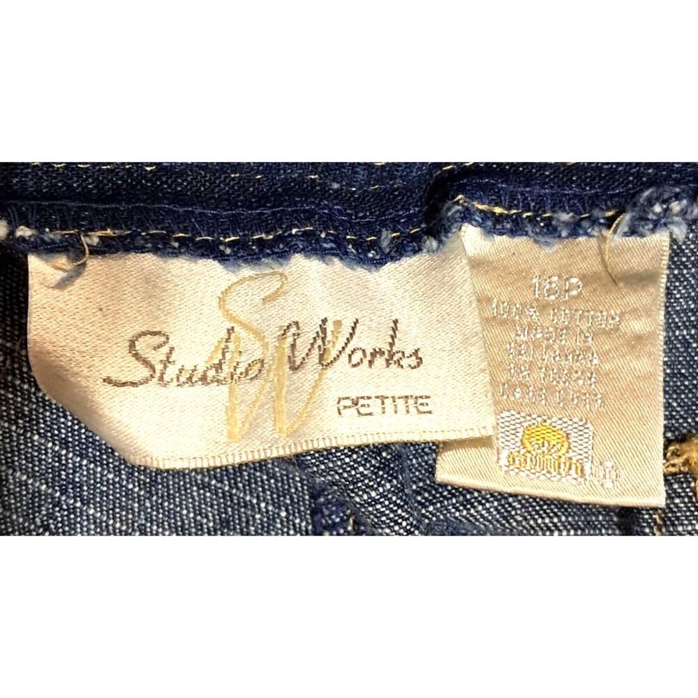 Studio Works Petite Womens Denim Capri Pants Blue Size 16P Cotton Casual - Picture 2 of 10